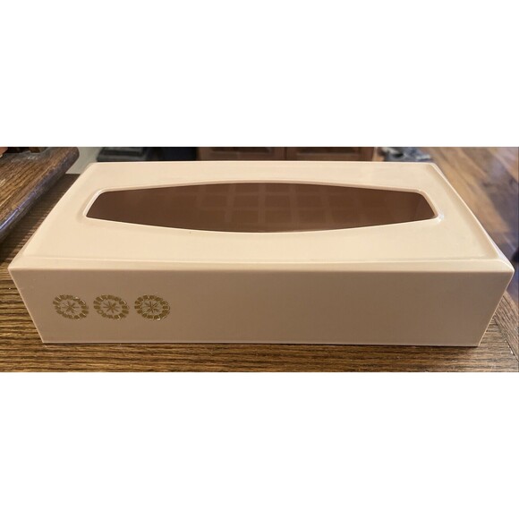 MCM Atomic Starburst Tan Rubbermaid Tissue Box Cover 2 Piece original 2939 - Picture 1 of 7